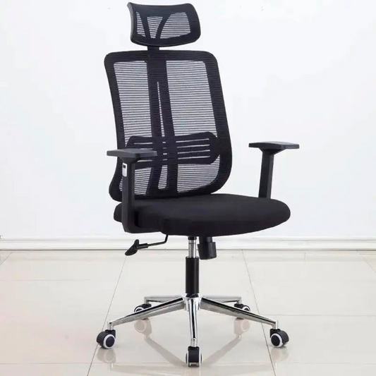 Silla Oficina Ergonómica Flexa Negra | Apoyabrazos y Reposacabezas Ajustable