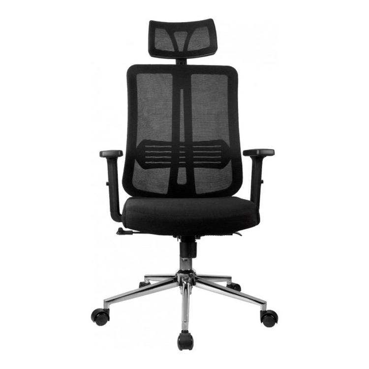 Silla Oficina Ergonómica Flexa Negra | Apoyabrazos y Reposacabezas Ajustable