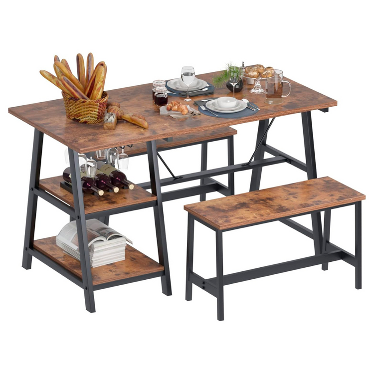 Pack Mesa Rectangular + 2 Banquetas | Estilo Industrial