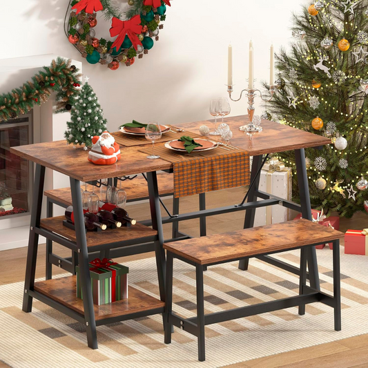 Pack Mesa Rectangular + 2 Banquetas | Estilo Industrial