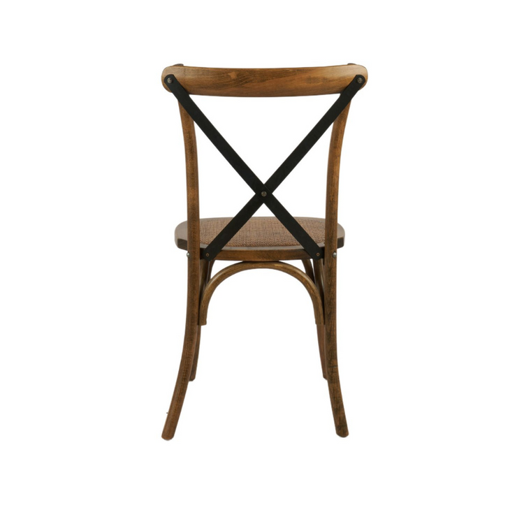 Silla Crossback Madera & Rattan | Café y Negro | Diseño Vintage