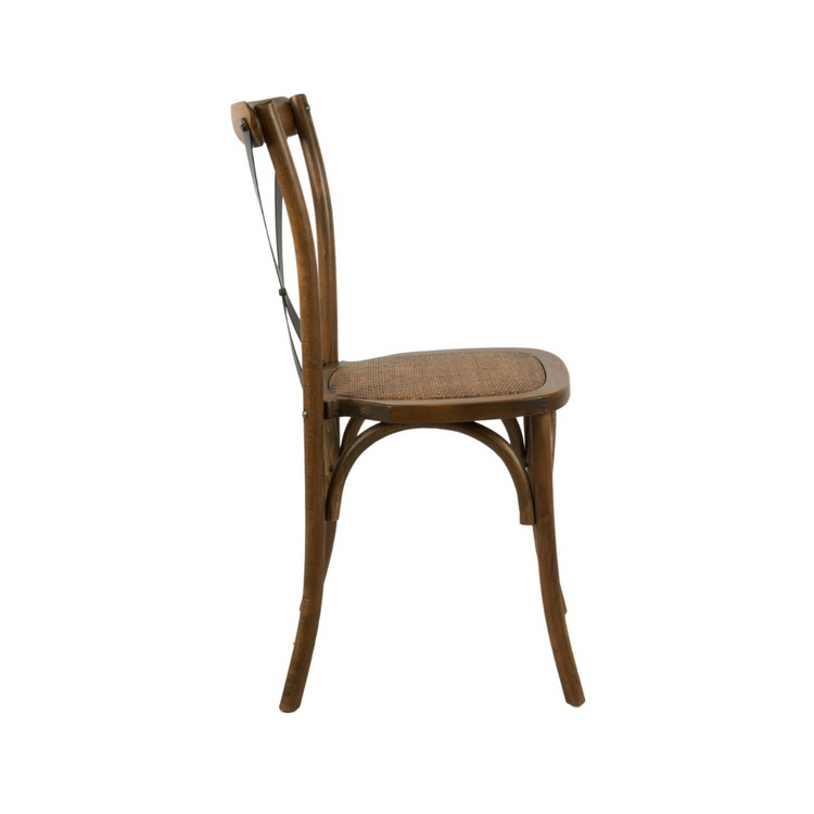 Silla Crossback Madera & Rattan | Café y Negro | Diseño Vintage