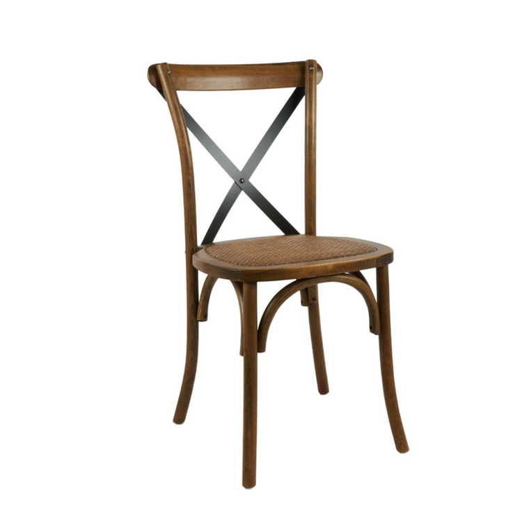 Silla Crossback Madera & Rattan | Café y Negro | Diseño Vintage