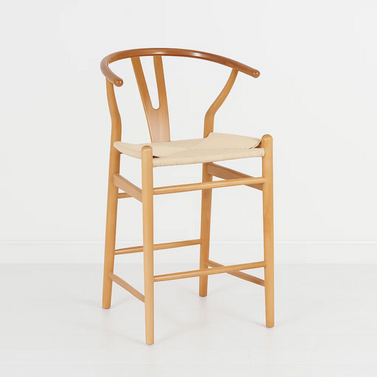 Taburete Wishbone 75cm | Madera & Cuerda Natural