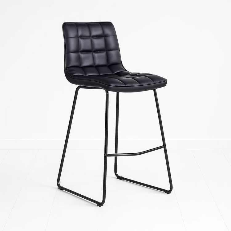 Taburete Piso Bar Milano 65cm | Cuero Sintético Negro