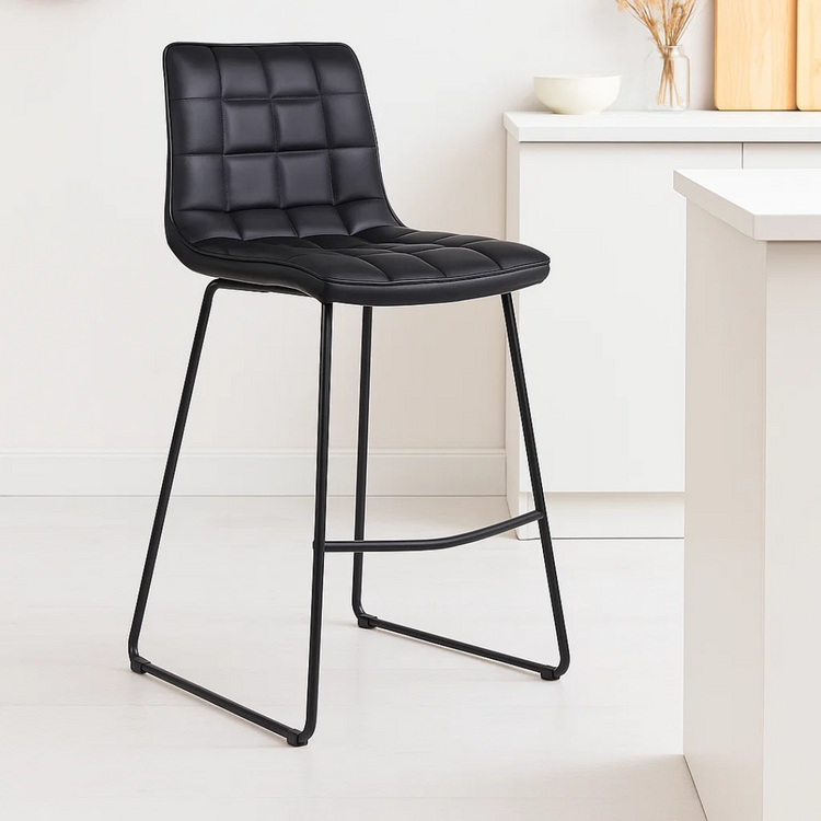 Taburete Piso Bar Milano 65cm | Cuero Sintético Negro