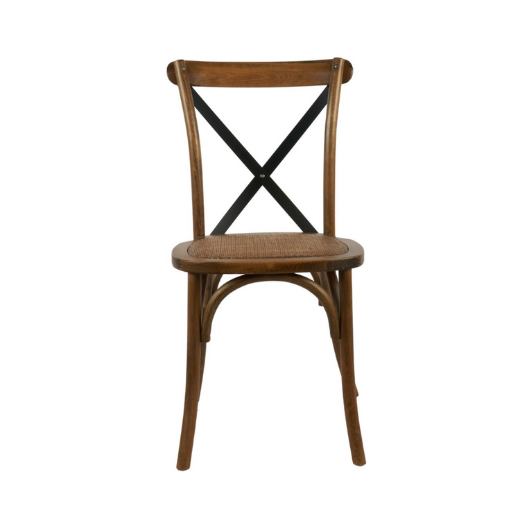 Silla Crossback Madera & Rattan | Café y Negro | Diseño Vintage