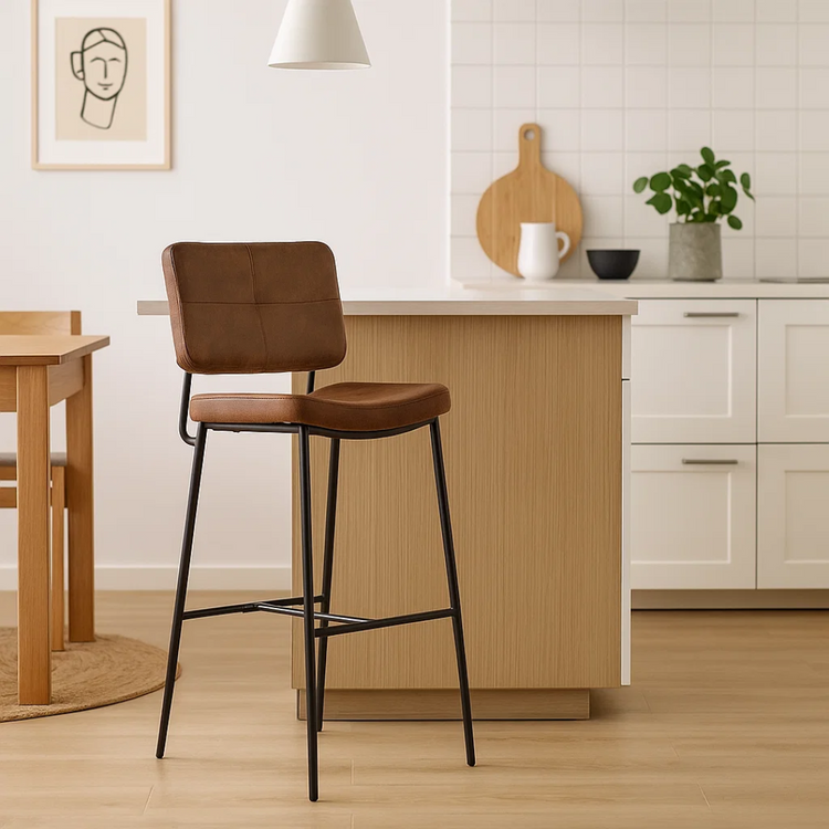 Taburete Piso Bar Dixon 68cm | Cuero Sintético Café