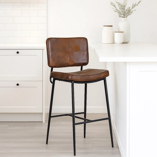 Taburete Piso Bar Dixon 68cm | Cuero Sintético Café