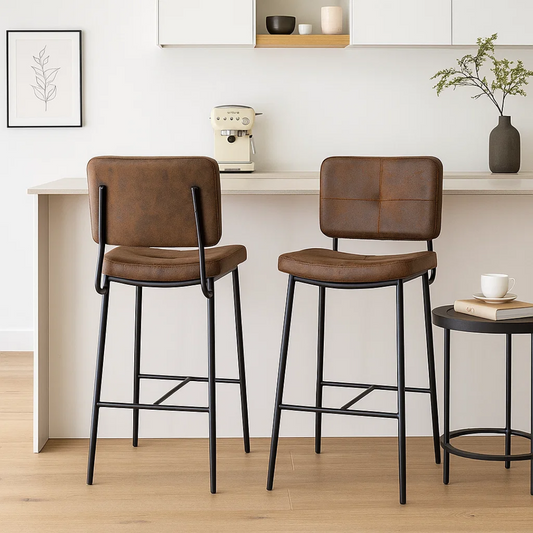 Taburete Piso Bar Dixon 68cm | Cuero Sintético Café