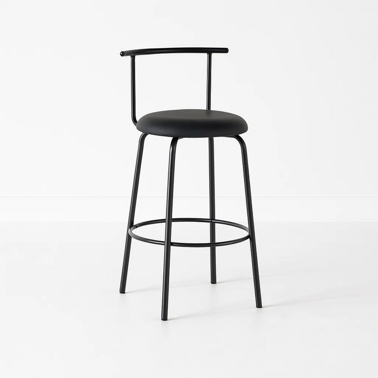 Taburete Alto Morton 65cm | Metal y Cuero Sintético