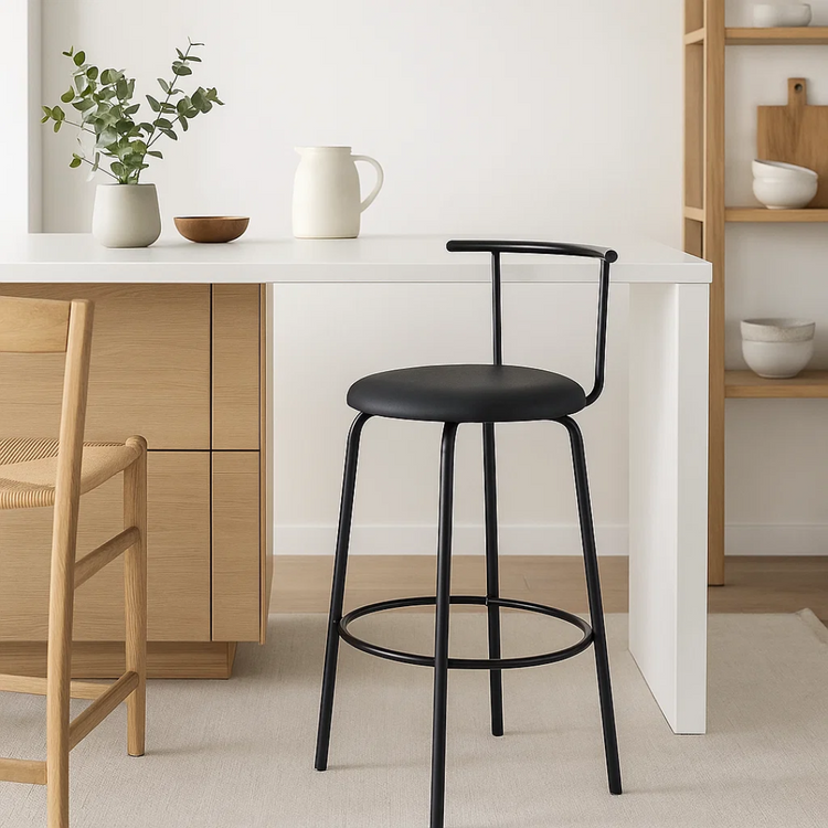 Taburete Alto Morton 65cm | Metal y Cuero Sintético