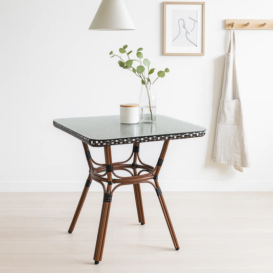Mesa Bistro Parisino 70x70 | Metál y Rattan Sintético