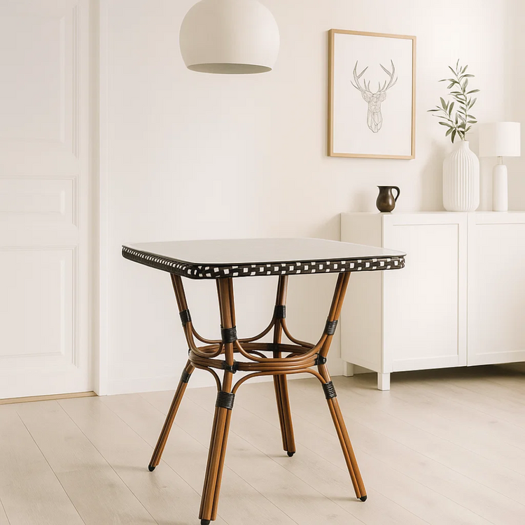 Mesa Bistro Parisino 70x70 | Metál y Rattan Sintético