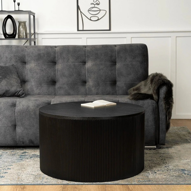 Mesa Centro Redonda Loretto Negra | Moderno y Minimalista