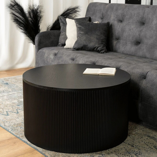 Mesa Centro Redonda Loretto Negra | Moderno y Minimalista