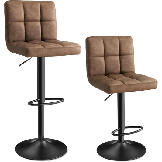 Pack 2 Taburetes Bar Cornell | Eco Cuero Café | Altura Regulable