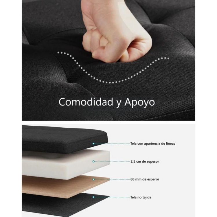 Baúl Banqueta Takoma Negro | Plegable con Almacenaje