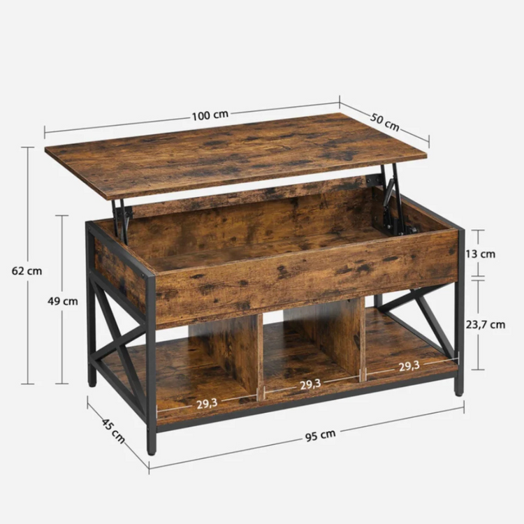 Mesa de Centro Elevable Maite | Multifuncional con Estilo Industrial