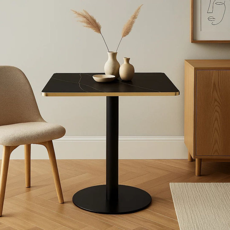 Mesa Cuadrada Lux Negro 70x70 | Efecto Mármol