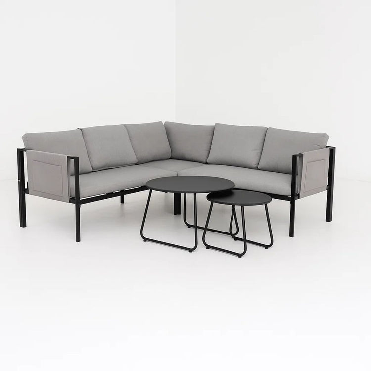 Juego de Terraza Grey | Sofá Esquinero + 2 Mesas de Centro