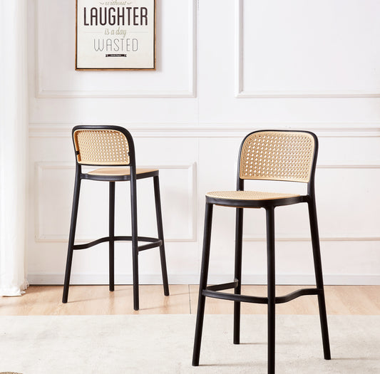 Pack 2 Taburete Montana Negro 65cm | Rattan Sintético, Exterior