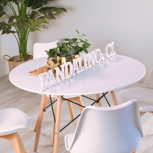 Comedor Mesa Redonda Estela Blanca 80cm + 4 Sillas Tulip Blanco