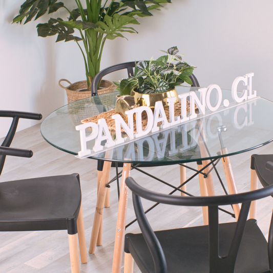 Comedor Mesa Redonda Elida 80cm + 4 Sillas Wishbone Negras