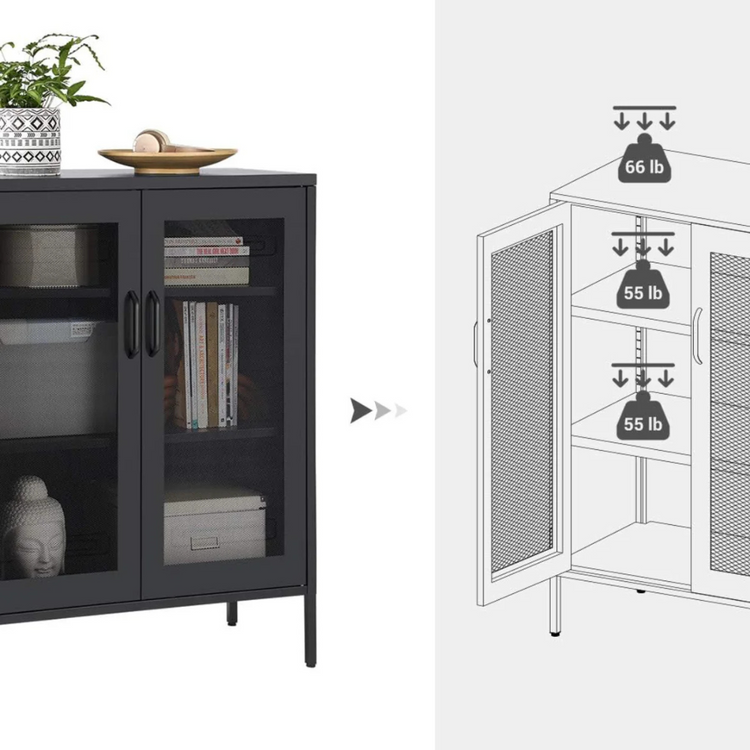 Mueble Buffet Multifuncional Zoe | Negro Metálico