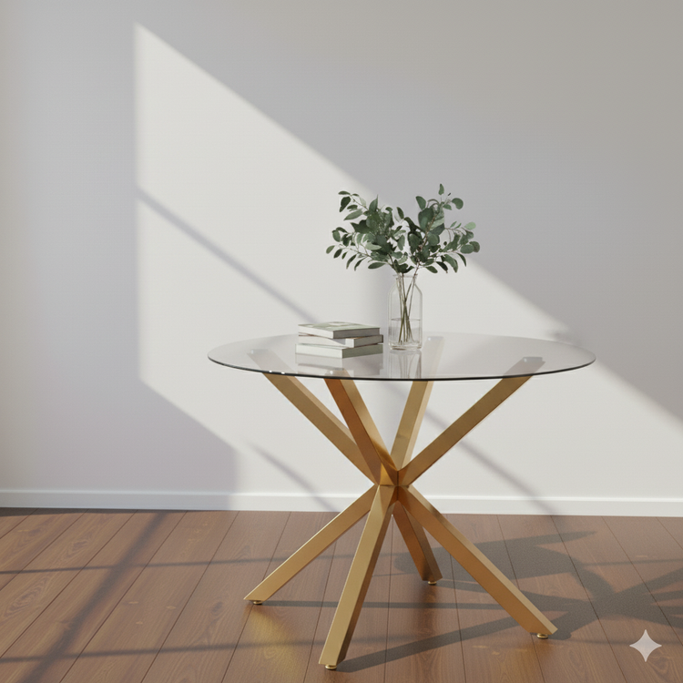 Mesa Redonda Equiz 100cm | Patas X Dorada