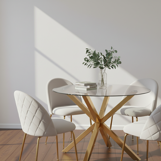 Comedor Mesa Equiz 100cm + 4 Sillas Adela Beige