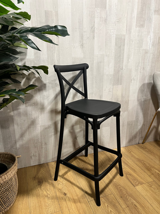 Pack 2 Taburetes Crossback Negro  65 cm| Exterior e Interior