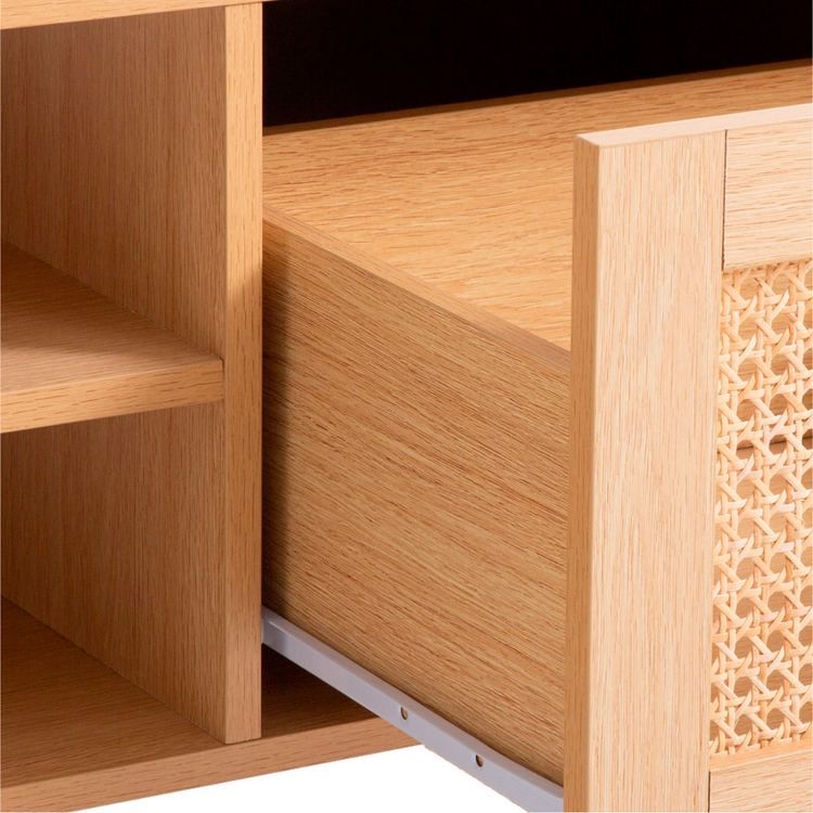 Mesa de Centro Kira | Rattan y Madera | Estilo Natural | Ideal Sala de Estar