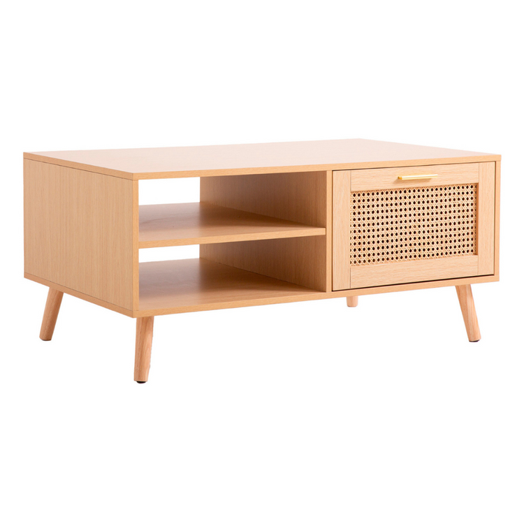 Mesa de Centro Kira | Rattan y Madera | Estilo Natural | Ideal Sala de Estar