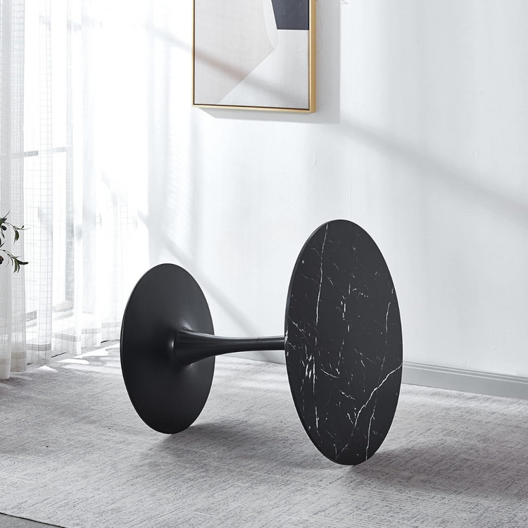 Mesa Redonda Tulip | Vinilo Cuarzo Negro