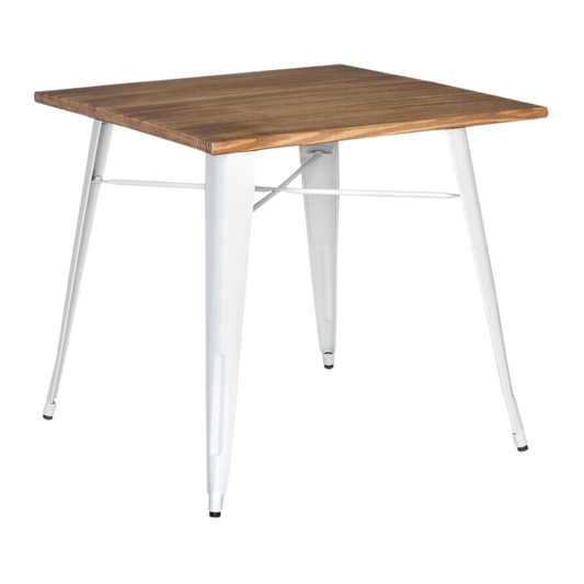 Mesa Cuadrada Industrial Tolix 70x70 | Hogar o Negocio| Acero y Madera