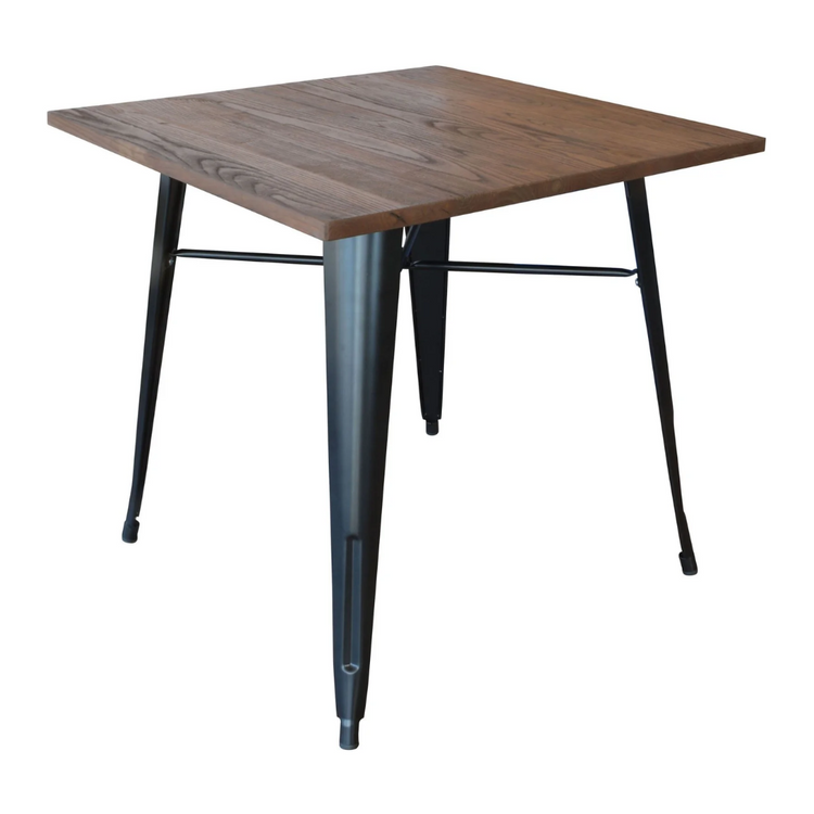 Mesa Cuadrada Industrial Tolix 70x70 | Hogar o Negocio| Acero y Madera