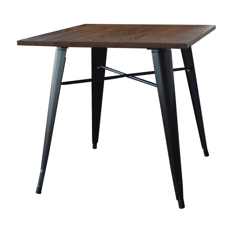 Mesa Cuadrada Industrial Tolix 70x70 | Hogar o Negocio| Acero y Madera