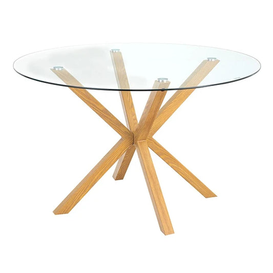 Mesa Redonda Equiz 100cm | Patas X | Vidrio Templado