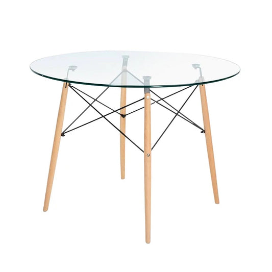 Mesa de Vidrio Redonda Elida 100cm - Diseño Clásico y Resistente