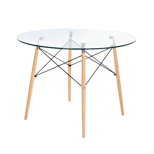 Mesa de Vidrio Redonda Elida 100cm - Diseño Clásico y Resistente