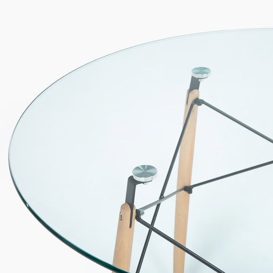 Mesa de Vidrio Redonda Elida 120cm - Diseño Clásico y Resistente