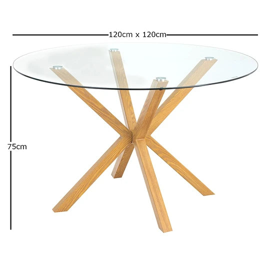 Mesa Redonda Equiz 120cm | Patas X | Vidrio Templado