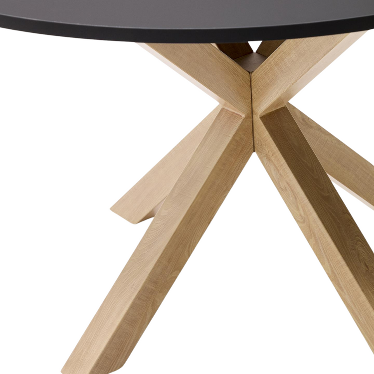 Mesa Redonda Equiz Negra 100cm | Patas X | Comedor u Oficina