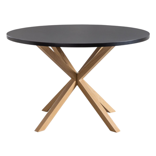 Mesa Redonda Equiz Negra 100cm | Patas X | Comedor u Oficina