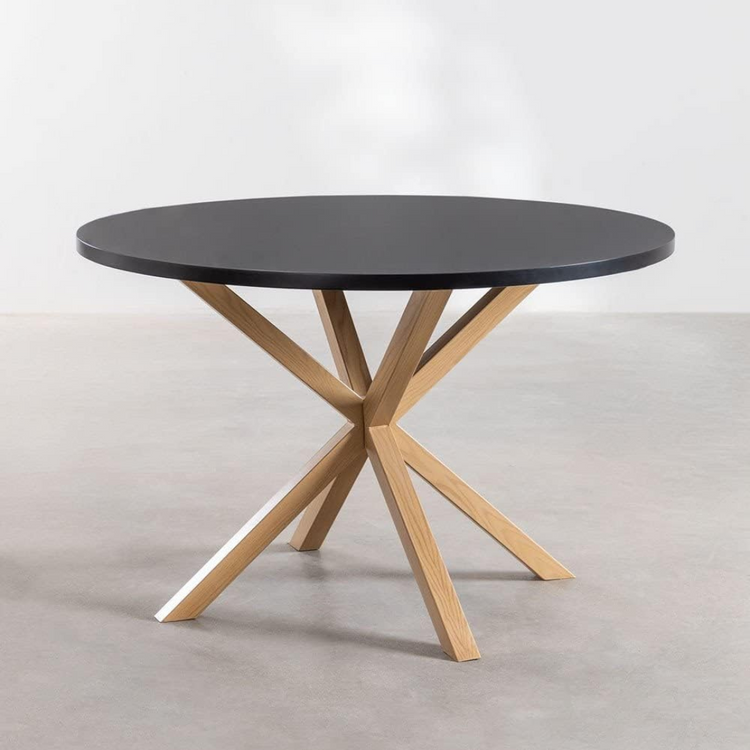 Mesa Redonda Equiz Negra 100cm | Patas X | Comedor u Oficina