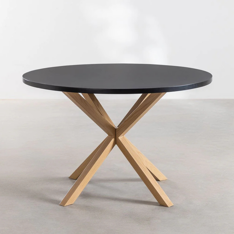 Mesa Redonda Equiz Negra 100cm | Patas X | Comedor u Oficina
