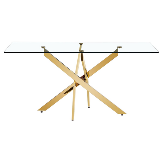 Mesa Rectangular Romina 140x80 | Moderna | Vidrio Templado | Dorado