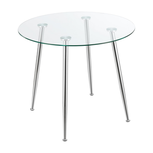 Mesa Redonda Nórdica Lagos - Vidrio Templado - Cromado