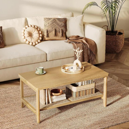 Mesa Central Leonora | Rattan y Madera